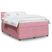 vidaXL Ramsäng med madrass rosa 160x200 cm sammet