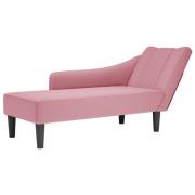vidaXL Schäslong med höger armstöd rosa sammet