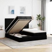 vidaXL Ottoman sängram med madrasser svart 160x200 cm tyg