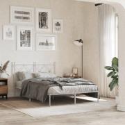 vidaXL Sängram med huvudgavel metall vit 120x190 cm
