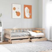 vidaXL Dagbädd med lådor 80x200 cm massiv furu