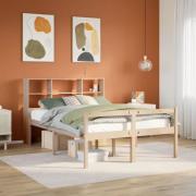 vidaXL Säng med bokhylla utan madrass 140x200cm massiv furu
