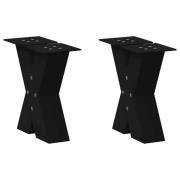 vidaXL Soffbordsben X-formade 2 st svarta 40x(30-31) cm stål