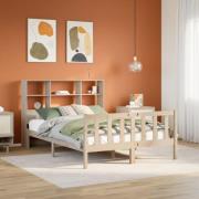 vidaXL Säng med bokhylla utan madrass 120x200 cm massiv furu