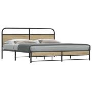 vidaXL Sängram utan madrass metall rökfärgad ek 193x203 cm