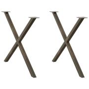 vidaXL Matbordsben X-formade 2 st naturstål 90x(72-73) cm stål