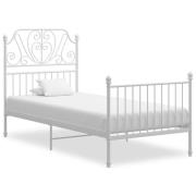vidaXL Sängram vit metall 100x200 cm