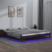 vidaXL Sängram LED honungsbrun 160x200 cm massivt trä