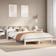 vidaXL Sängram utan madrass vit 140x200 cm massiv furu
