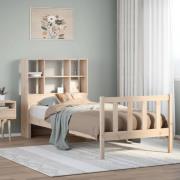 vidaXL Säng med bokhylla utan madrass 90x190cm massiv furu