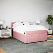 vidaXL Ramsäng med madrass rosa 140x200 cm sammet