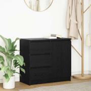 vidaXL Skänk med låda svart ek 71x35x65 cm konstruerat trä