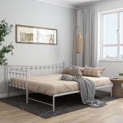 vidaXL Utdragbar sängram bäddsoffa vit metall 90x200 cm