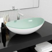 vidaXL Handfat härdat glas 54,5x35x15,5 cm vit