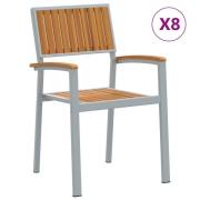 vidaXL Stapelbara Trädgårdsstolar 8 stycken Grå Stål och Massivt Akaci...