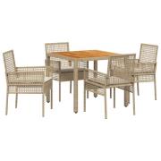 vidaXL 5 Delar Trädgårdsset med Kuddar Beige Poly Rotting
