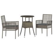 vidaXL 3-delars Trädgårdsdining Set Grå Poly Rattan