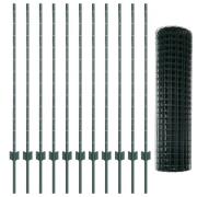vidaXL Trädgårdsstaket Set Set med 2 Grön PVC-belagdt metall