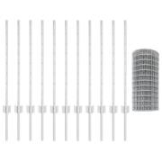 vidaXL Eurostängsel med 11 U-stolpar Silver 0,8x25 m Stål