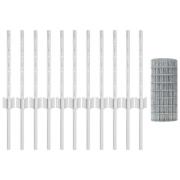vidaXL Euro Staket med 11 U-poster Silver 0,4x25 m Stål
