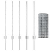vidaXL Euro Stängsel med 5 U-stolpar Silver 0,8x10 m Stål