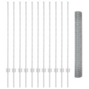 VidaXL Svetsat trådstängsel med 22 U-stolpar Silver 1.2x25 m Stål