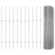 vidaXL svetsskyddsstaket med 22 U-stolpar Silver 0.5x50 m Stål