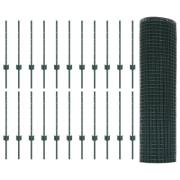 vidaXL Svetsade Trådgaller med 22 U-stöd Grön 0.6x50 m Stål
