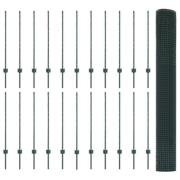 vidaXL Svetsat Trådgaller med 22 U-poster Grön 1x50 m Stål