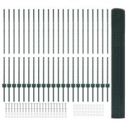 vidaXL Svetsat Stängsel med 22 U Stänger Grön 1.2x50 m Stål