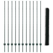 vidaXL Trädgårdsstängsel Set Set om 2 Grön Metall, Plast 25 x 1,5 m