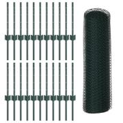 vidaXL Staketstolpar 11 st U-Kanal Grön 40 cm Stål, vidaXL Hexagonstak...