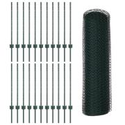 vidaXL Staketsstolpar 11 st U-Kanal Grön 80 cm Stål, vidaXL Hexagonsta...
