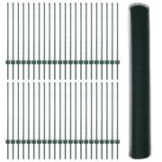 vidaXL Staketstolpar 11 st U-Kanal Grön 100 cm Stål, vidaXL Hexagon St...