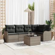 vidaXL 5-delat trädgårdsoffset med kuddar svart poly rattan, vidaXL 2-...