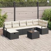 vidaXL 8-delad trädgårdsoffavagn med kuddar svart poly rattan, vidaXL ...