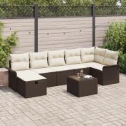 vidaXL 8-delad trädgårdsoffa med kuddar brun poly rattan, vidaXL 2-sit...