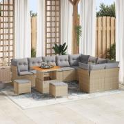 vidaXL 12-delat trädgårdsoffaset med kuddar beige poly rattan akacia, ...