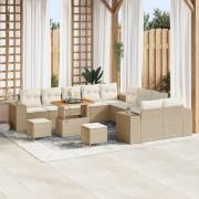 vidaXL 13-delad trädgårdsoffaset med kuddar beige poly rotting acacia,...