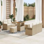 vidaXL 8-delat Trädgårdsoffset med Kuddar Beige Poly Rattan Akacia, vi...