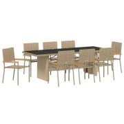 vidaXL 9-delars utemöbelset i beige polyrotting
