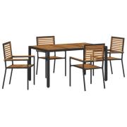 vidaXL 5-delat Trädgårdsmatsalsset Svart Poly Rattan Akacia, vidaXL St...