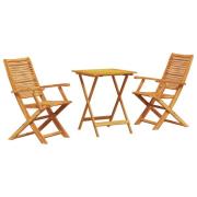 vidaXL 3-delat Fällbart Bistro Set i Massivt Akaciaträ