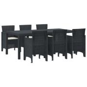 vidaXL 7-delars Trädgårdsmöbelset med Kuddar Anthracite Poly Rattan