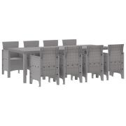 vidaXL 9-delat Trädgårdsmatbord Vit Poly Rattan