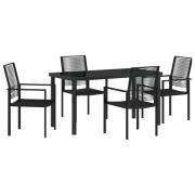 vidaXL 5-delars Trädgårdsmatbord Set Svart PVC-rattan