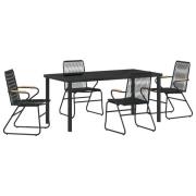 vidaXL 5-delat trädgårdsdining-set svart PVC-rattan