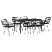 vidaXL 7-delat Trädgårdsset Svart Poly Rattan