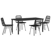 vidaXL 5-delat trädgårdsdining set svart poly rattanlook