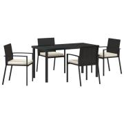 vidaXL 5-delars Trädgårdspriset set Svart Poly Rattan